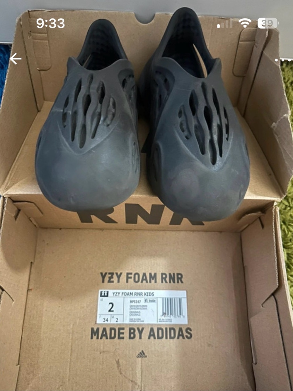 adidas Kids YZY Foam RNR Slip-On - Black